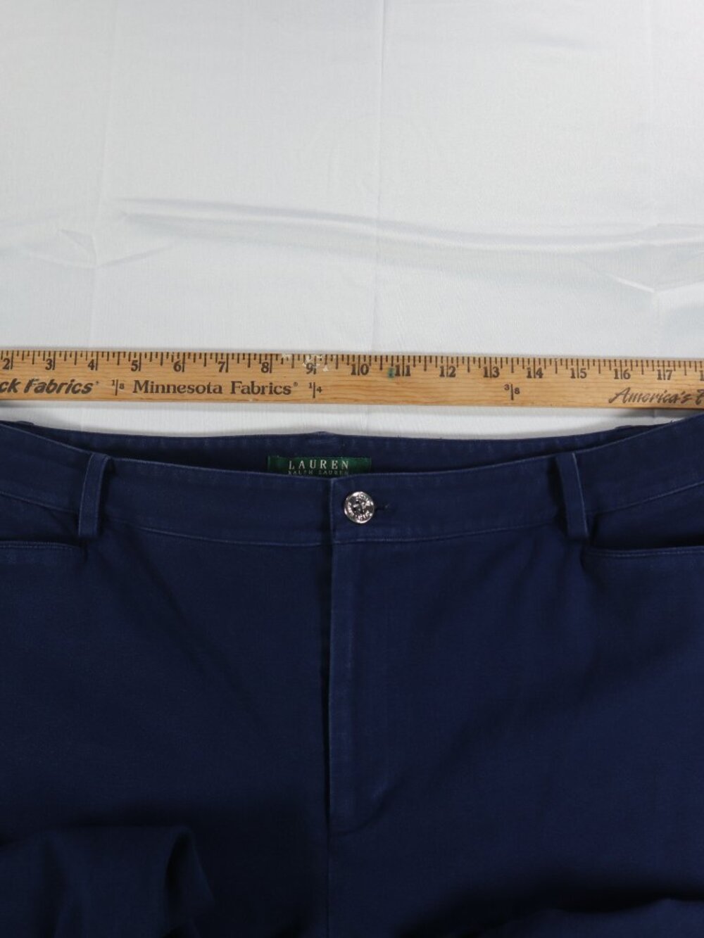 Lauren Ralph Lauren Women's Wide Leg Pants Size 16 Navy Linen Blend Trouser - Picture 5 of 8